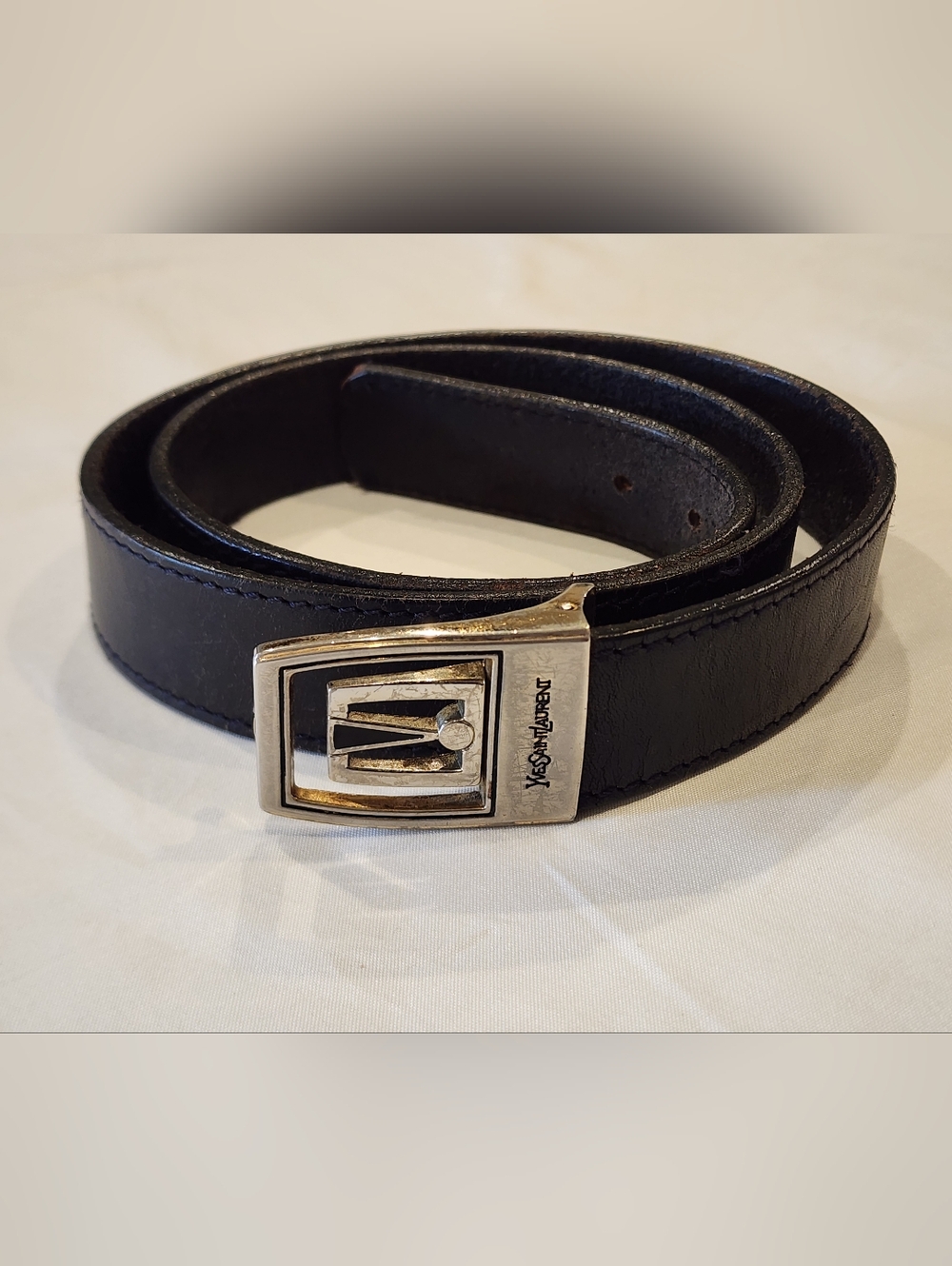 Vintage Yves Saint Laurent Black Leather Belt